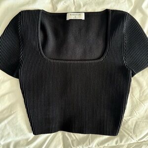 Babaton Black Ribbed Crop Top